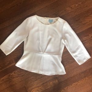 White Peplum 3/4 sleeve Top